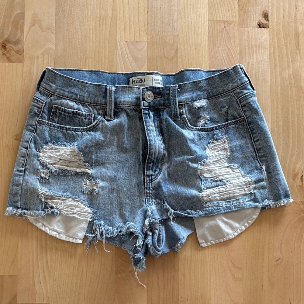 Mudd Light Blue Distressed Denim Shorts